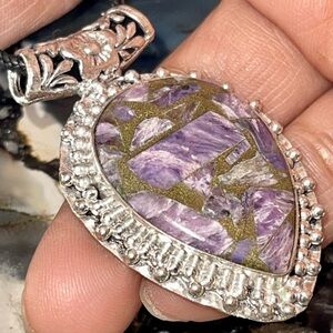 Charoite in Copper Pendant 2”